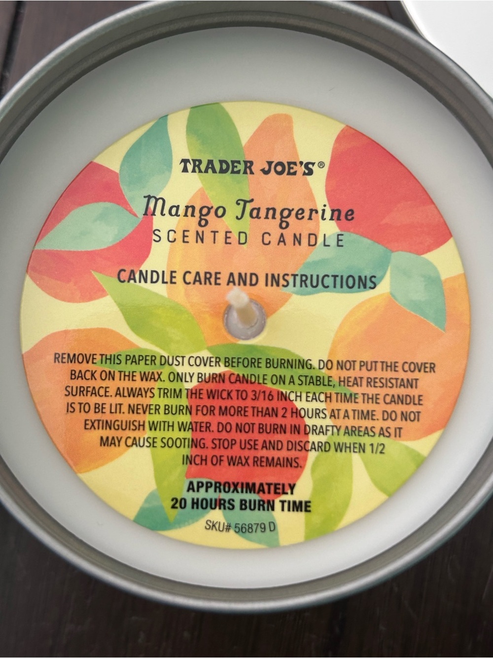 🌺NEW! Trader Joe's Mango Tangerine Scented Candle - Silver Tin 5.7 oz